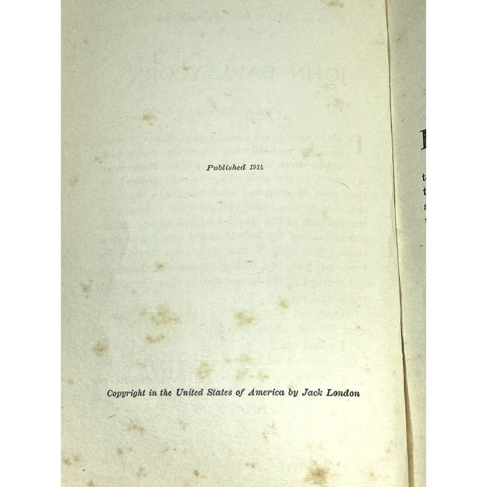 1914 John Barleycorn by‎ Jack London First British Edition Mills and Boon HC